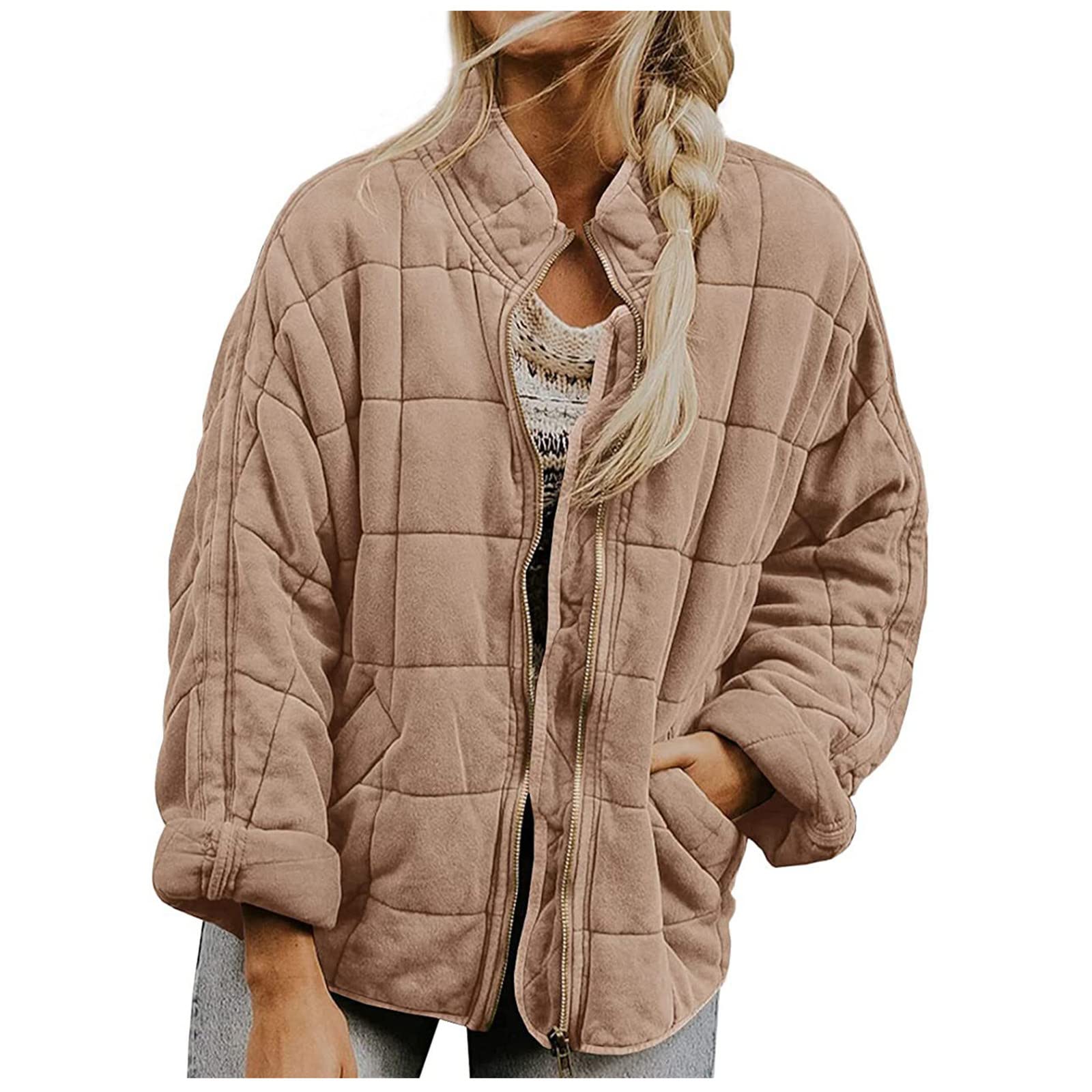 Manteau chaud femme grande taille matelassé en coton duvet et coupe baggy