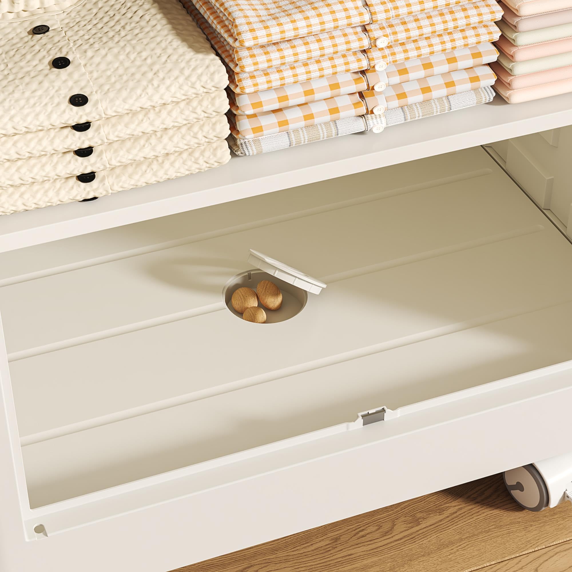 Well Home Cajas de almacenaje apilables con puerta frontal, Organizador modular plegable con ruedas, Modularidad, Multiespacios, Armario plegable con 2 Compartimentos, + 3 Baldas/estantes interiores