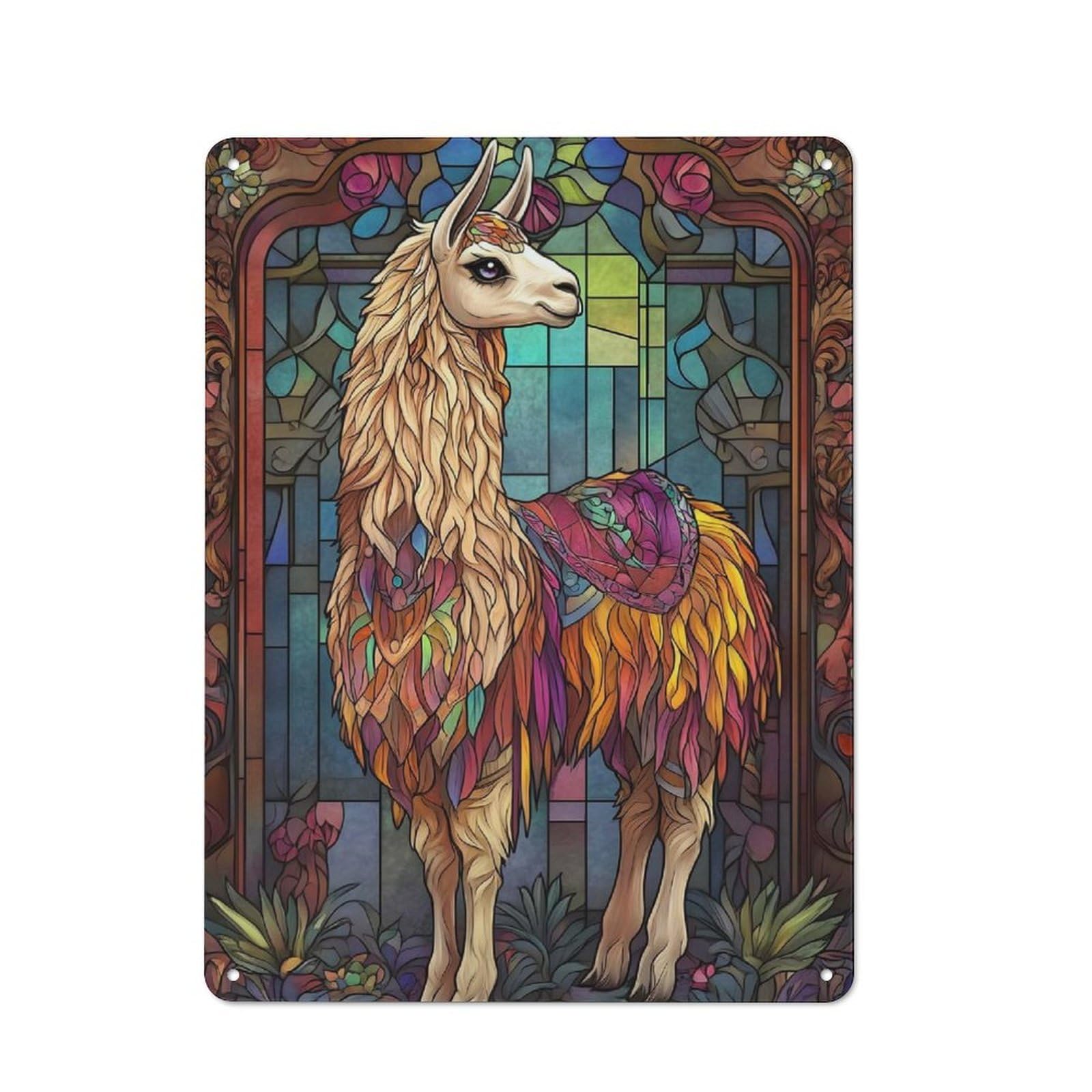 Junmoney Llama Printed Metal Sign 40X30cm For Café Or Restaurant, For Hospitality Interior Collectors