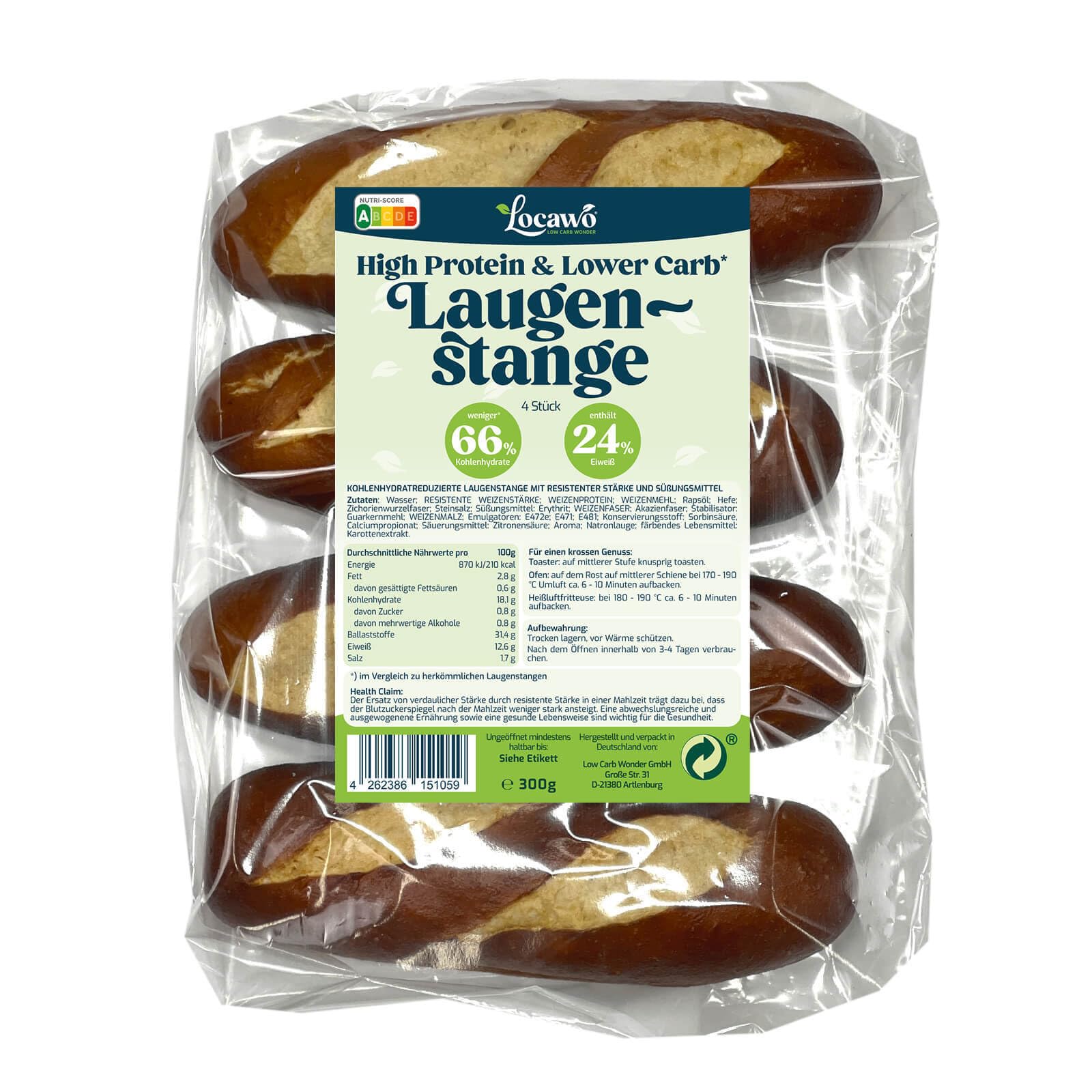 Locawo High Protein & Low Carb Laugenstangen | Laugenbrötchen | Eiweißbrötchen | Voller Weizengeschmack | ideal für eine eiweißreiche, kalorien- und zuckerreduzierte Ernährung