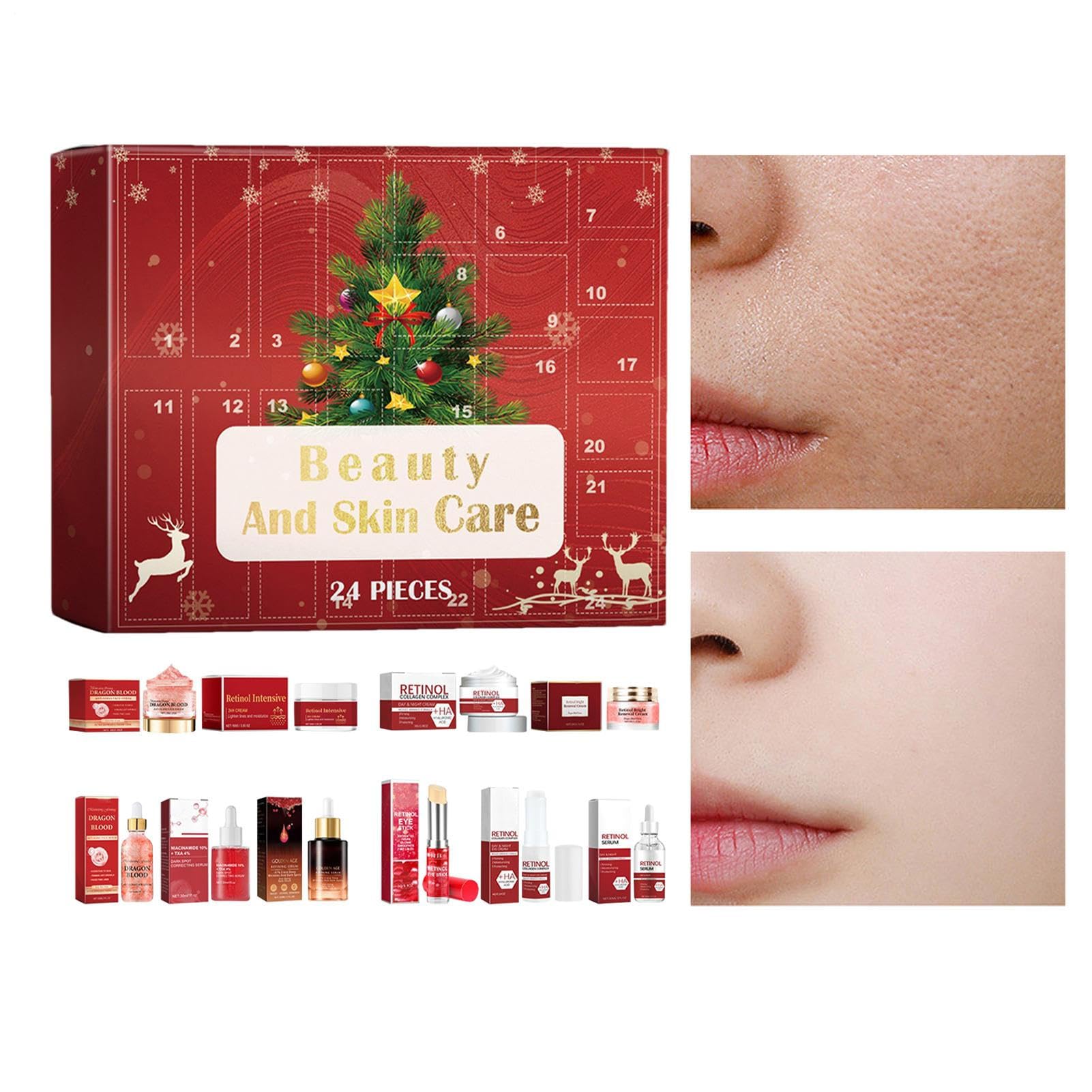 Weihnachtskalender Advent - Hautpflege Gesichtscreme Kit, Urlaub Beauty | Set für tägliche Bad und Körperroutine, Geschenk für Frauen Männer Geburtstag Weihnachten Muttertag Körperverwöhnung