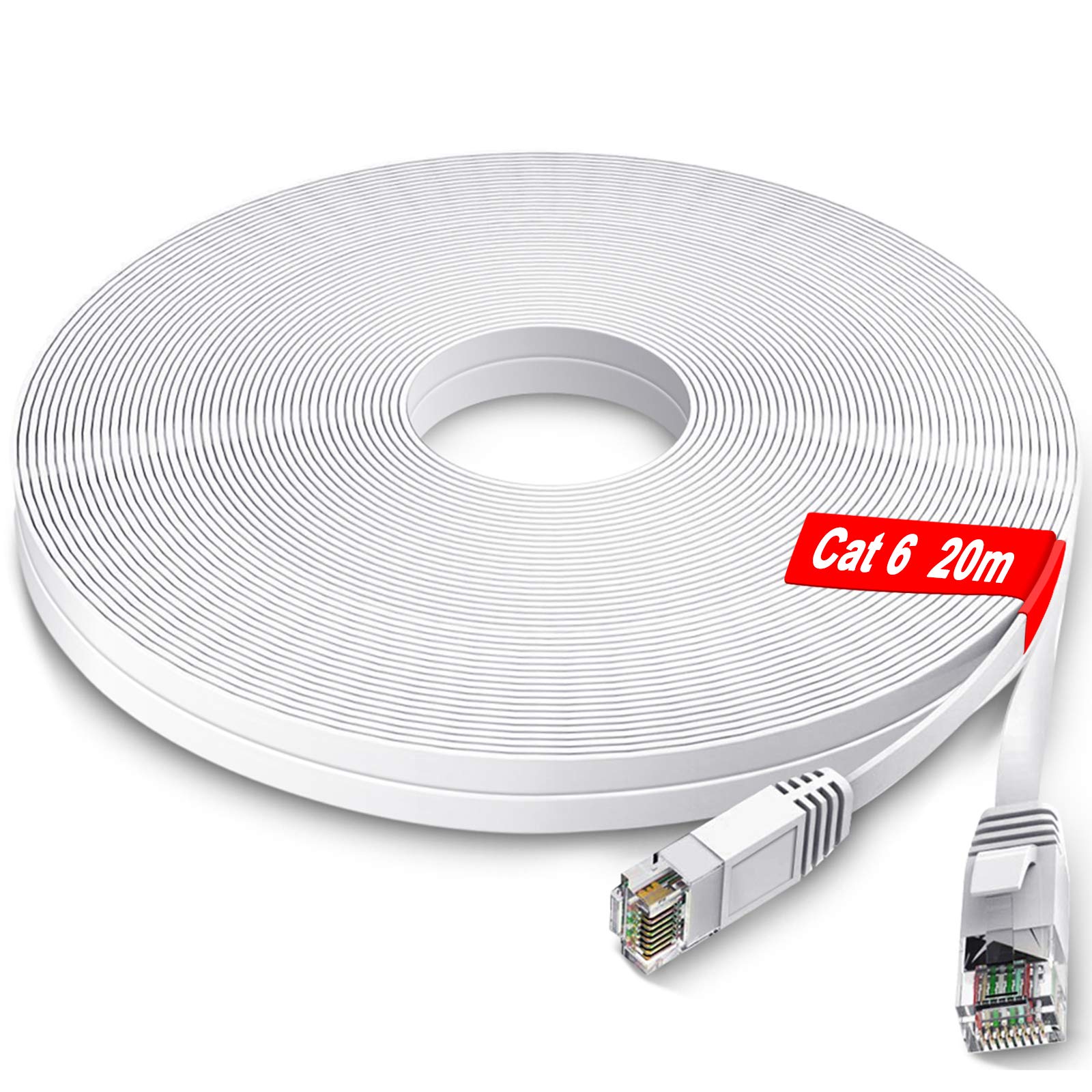 20m Cable, GLCON CAT 6 Flat Cables High Speed