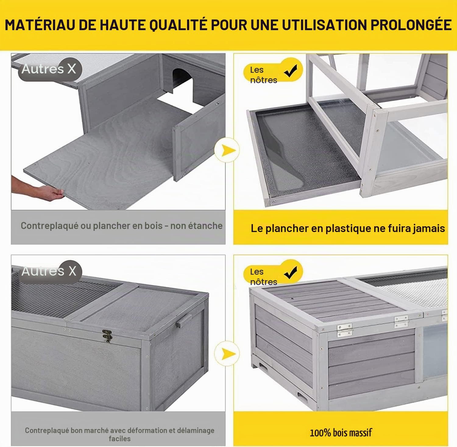 Tortoise Habitat Enclos en Bois pour Tortues d'extérieur et d'intérieur Grande Cage à Tortues pour Petits Reptiles, Plateau extractible des Deux côtés