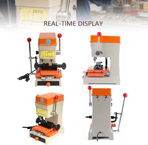 Vertical Key Duplicator, Professional Key Cutting Machine with Drill & Cutter for Dimple, Cylindrical Keys, Portable Copy Tool
