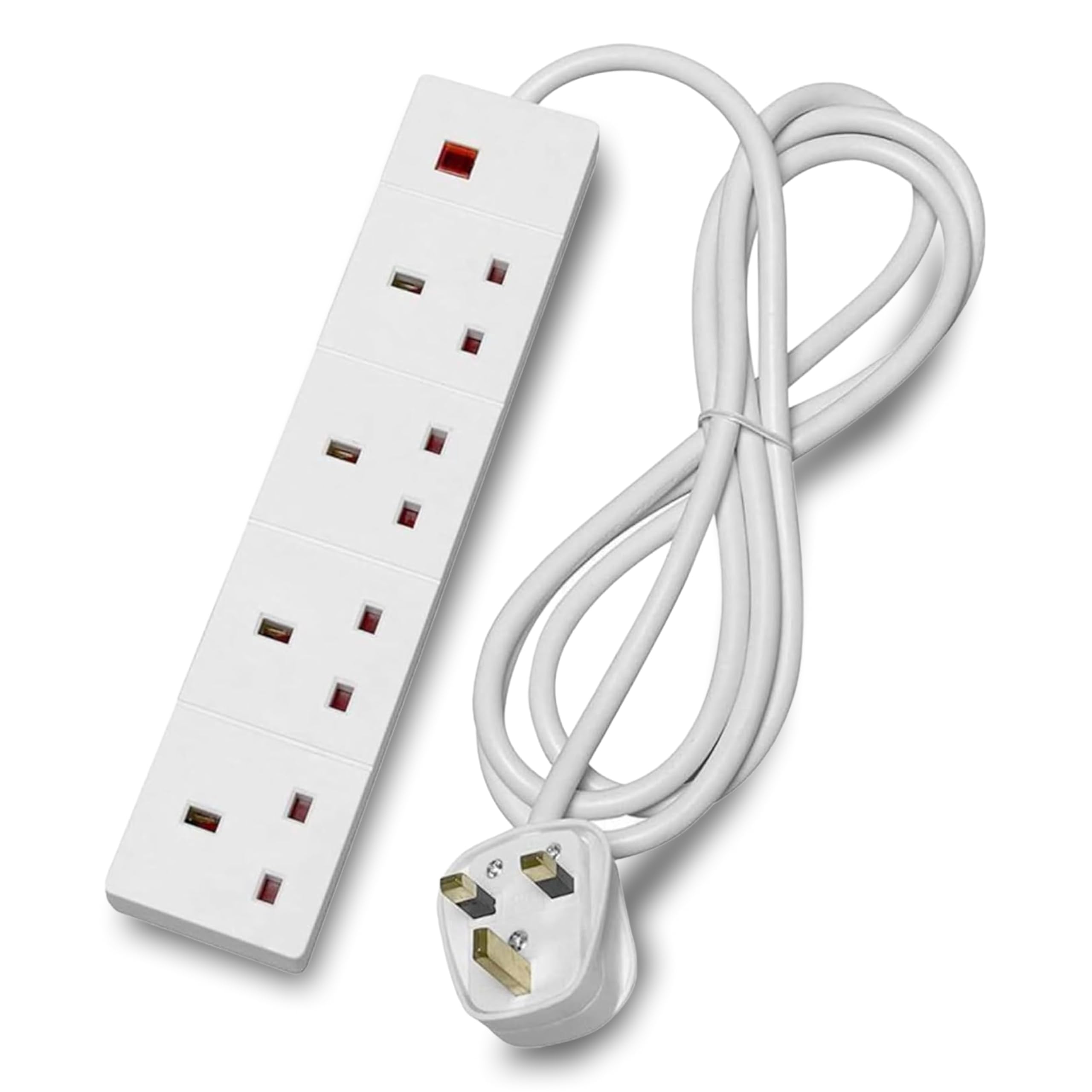 STATUS Multi Plug Extension, 4 Socket Extension Cable, 4m Extension Lead with Neon Indicator, S4W4MS6