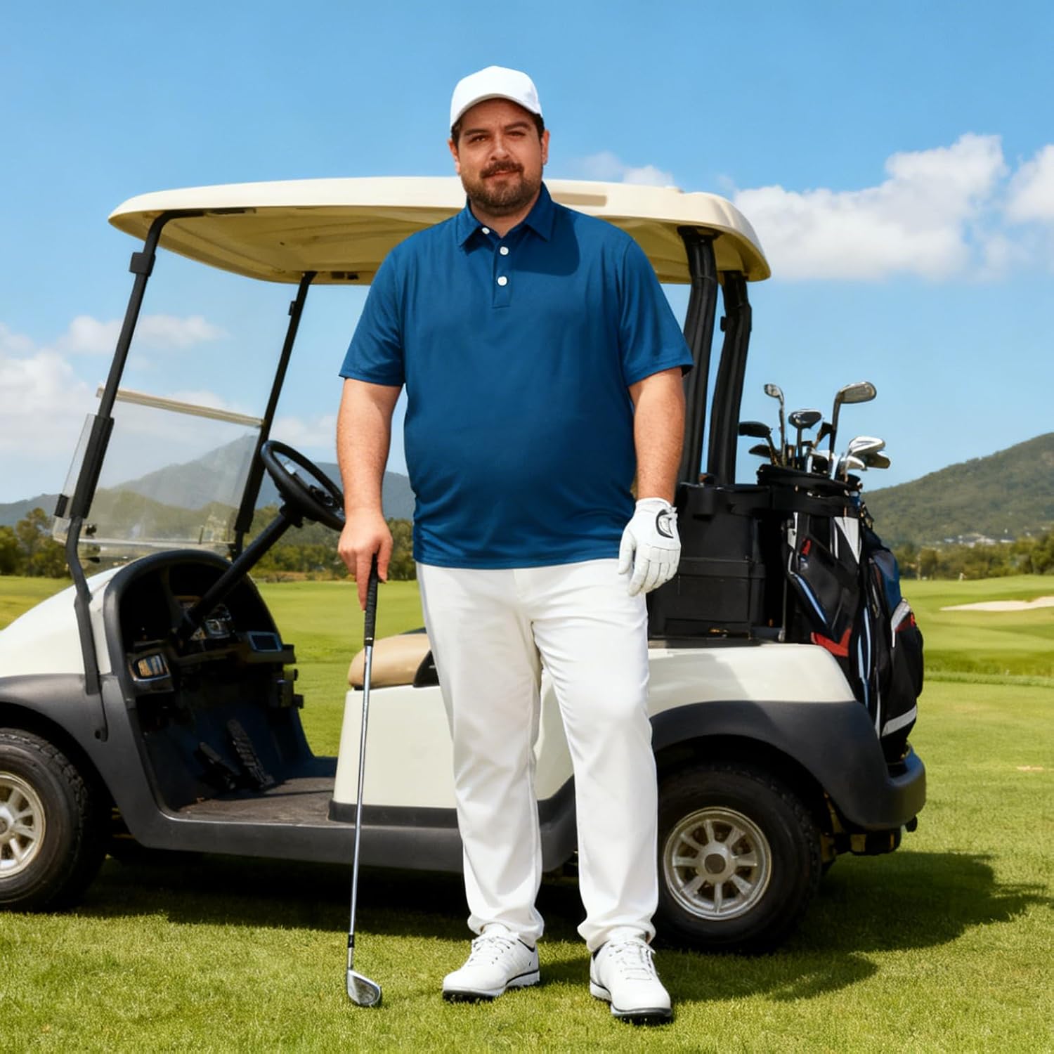 TAPULCO Men's Big and Tall Golf Polo Shirt Moisture Wicking Casual Lightweight Breathable Performance Shirts (2XL-5XL)
