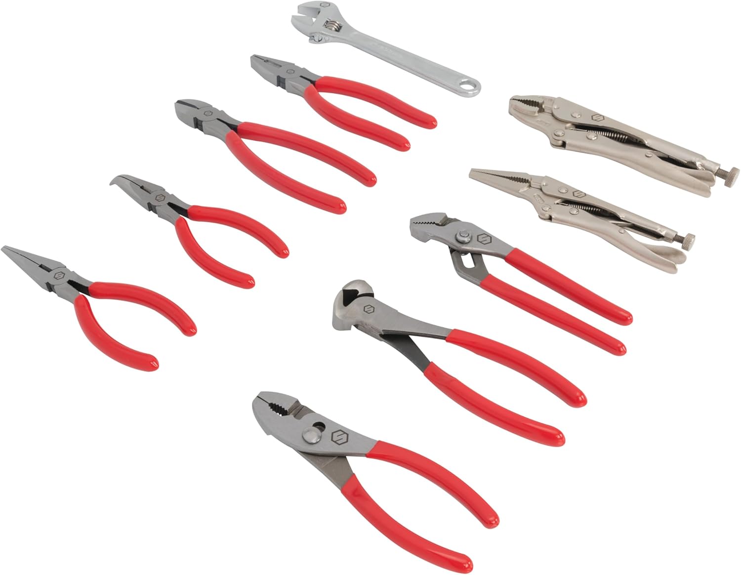 Steelman 10-piece Pliers Set, Slip Joint, Long Nose, Diagonal Cutter, Groove Joint, Linesman, Mini Long Nose, Locking Pliers, and Adjustable Wrench