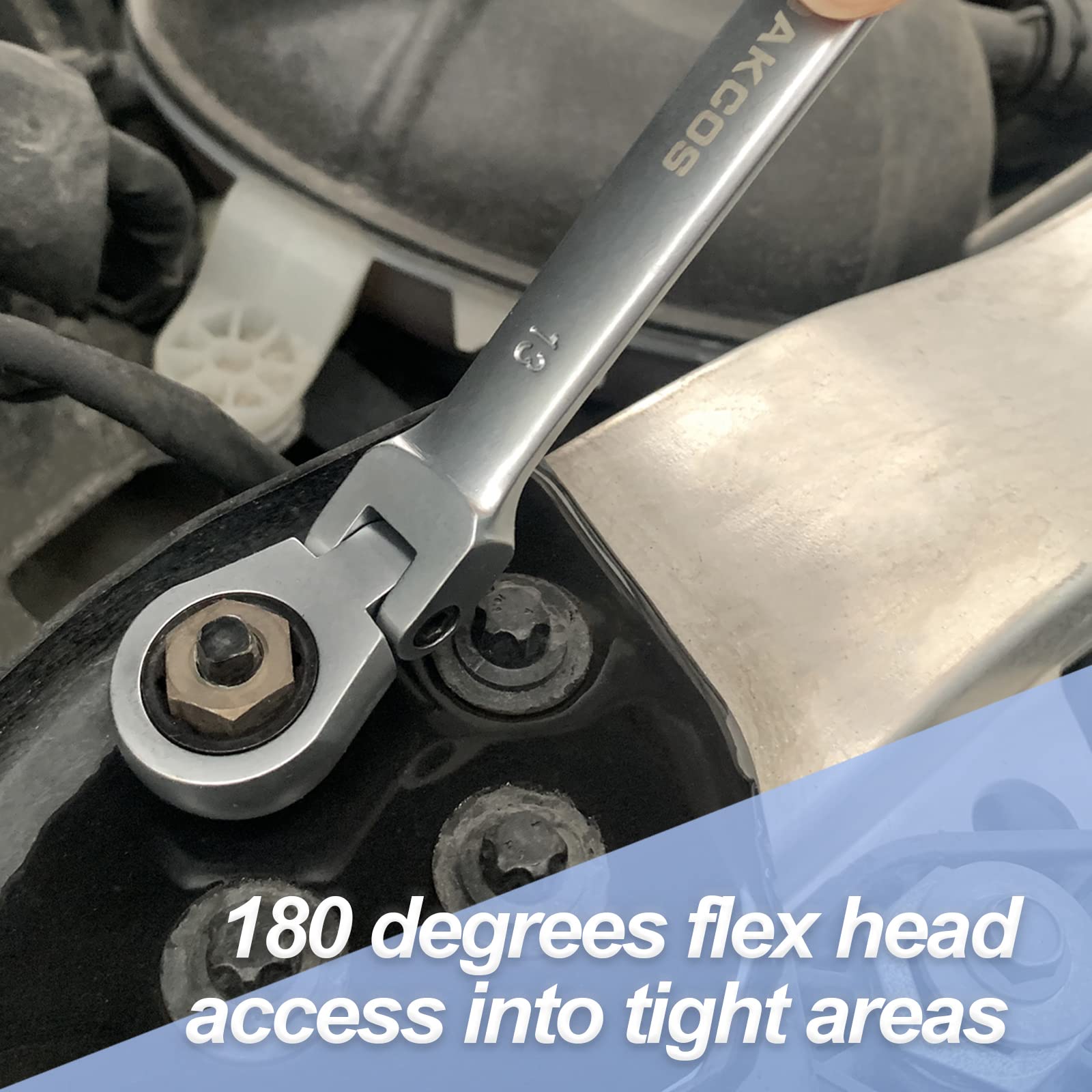 Chiave A Cricchetto 10 Mm CR-V - Chiave Combinata Con Testa Flessibile E Fissa, 72 Denti - Foto 3