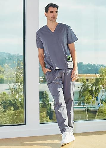 Miniatura 6 de Conjunto de uniforme sanitario Dagacci unisex, con cuello en V, súper elástico, conjunto de uniforme