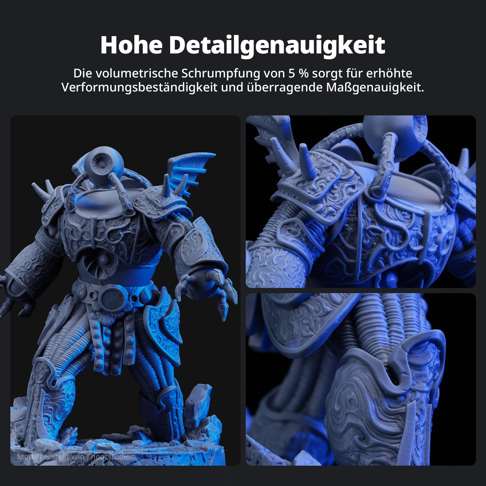 ANYCUBIC 3D Drucker Resin, UV 405nm Standard Rapid Photopolymer Resin, mit Hoher Genauigkeit und Schneller Aushärtung und Hervorragender Fließfähigkeit für den LCD DLP 3D Printer (Grau, 1kg, 4pcs)