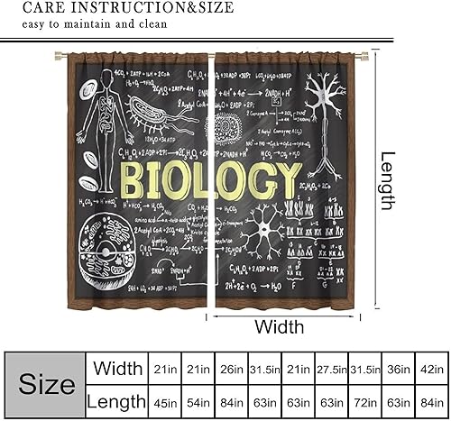 Miniatura 10 de Cortinas opacas para ventanas de ciencia para niños, lupa de libro de laboratorio de ciencia, lupa, frascos moleculares, cortinas impresas, para