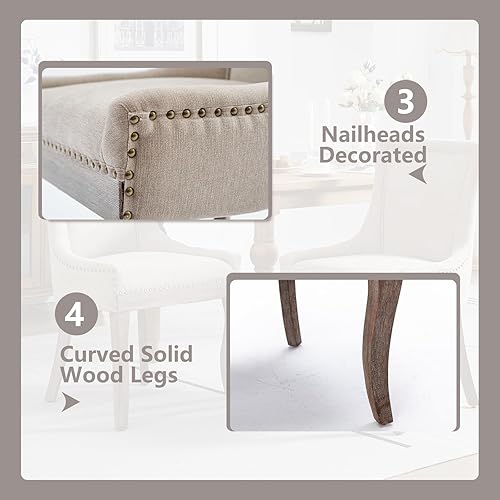 Miniatura 6 de Modern Dining Chairs Set of 6, High Back Dining Chairs Side Chairs with Solid Wood Legs, Upholstered Fabric Dining Room Chairs for Dining Room