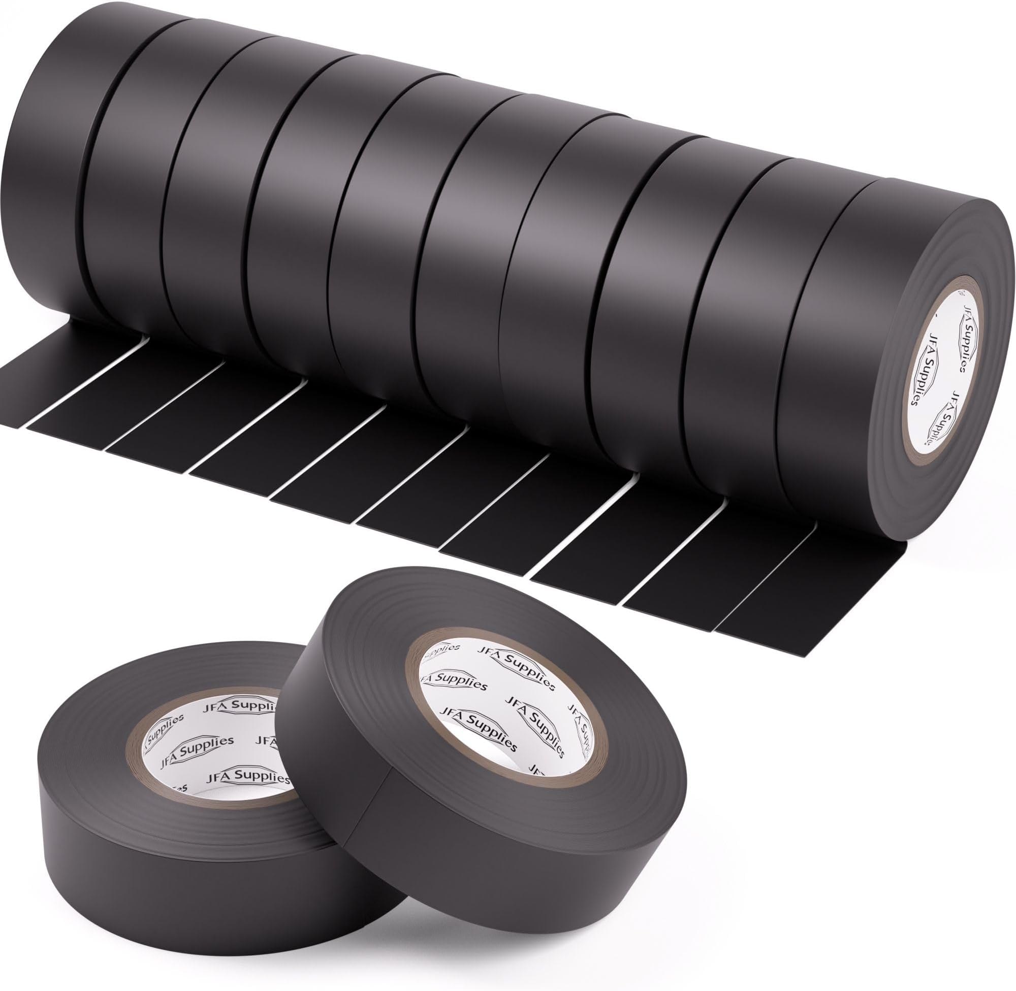 Strong PVC Insulation Electrical Tape - Black Colours Pack of 12-19mm x 20m