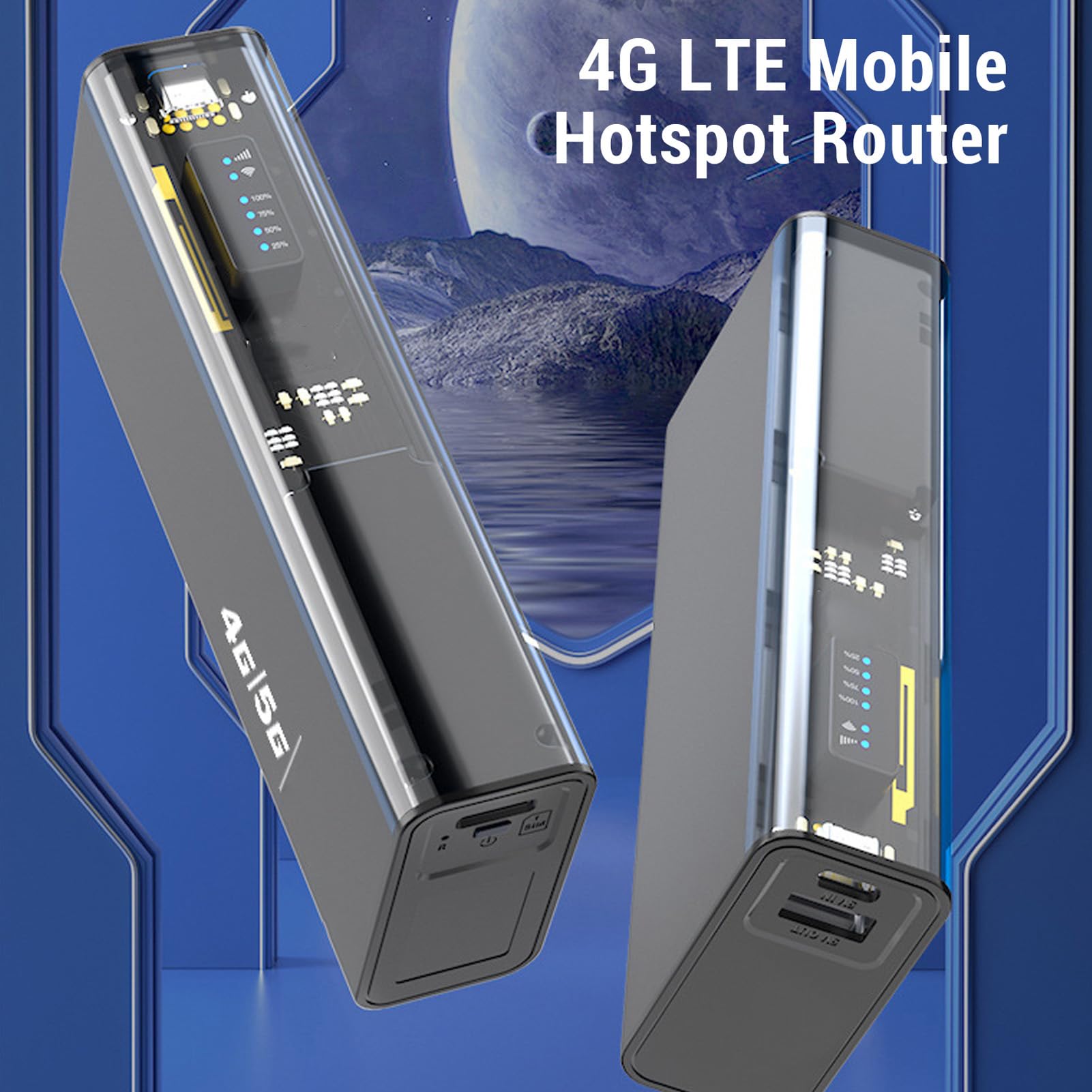 4G LTE Mobile Hotspot Router, 10 Verbundene Geräte 300 Mbit/s 2,4 G 5,8 G 8000 MAh Batterie-LED-Anzeige, mit WPA WPA2 WiFi-Verschlüsselung, für Europa, Afrika, Südostasien