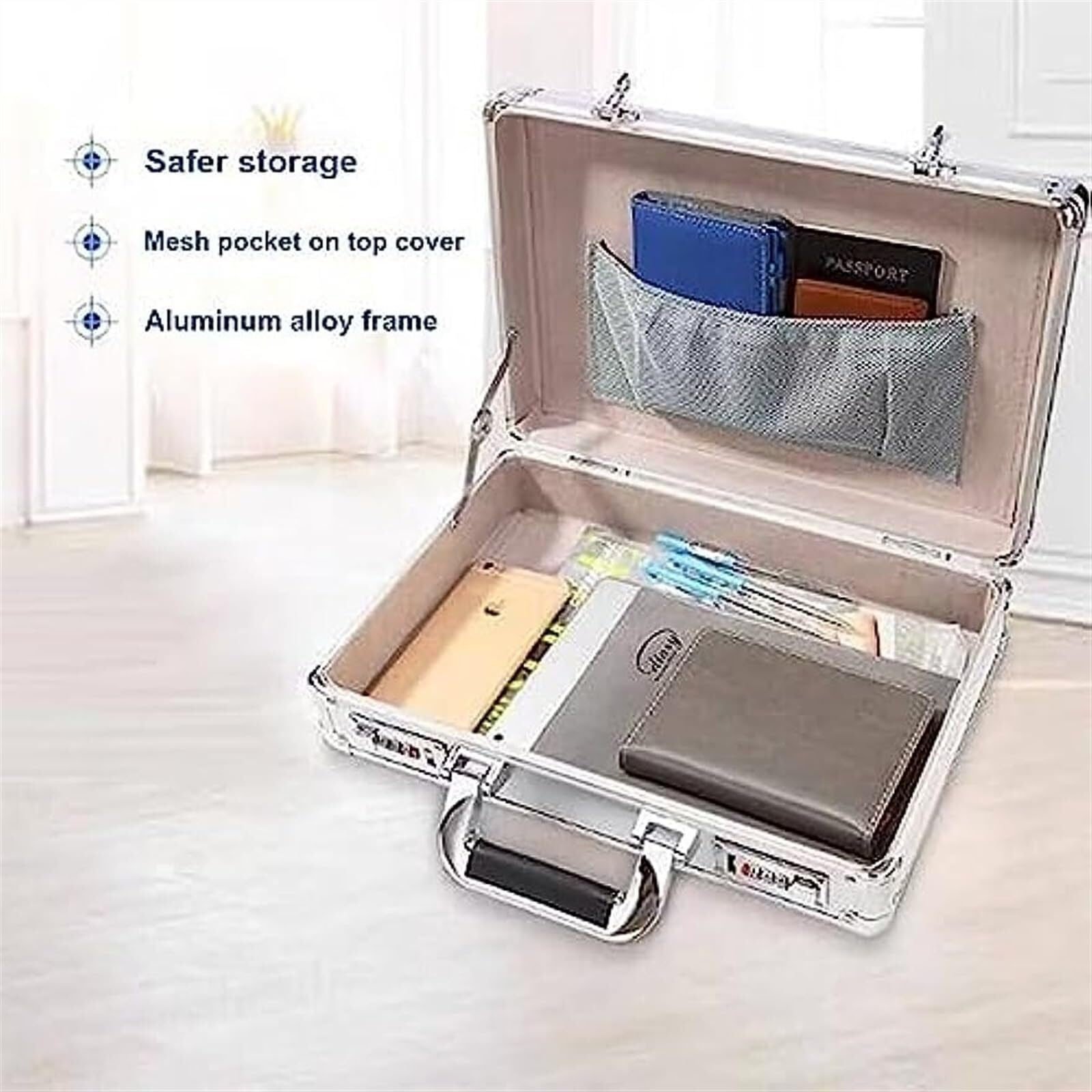 Aluminiowe pudełko do przechowywania, teczka bezpieczna na gotówkę, teczka na laptopa z zamkiem szyfrowym do domu i podróży, bezpieczne etui dla mężczyzn i kobiet