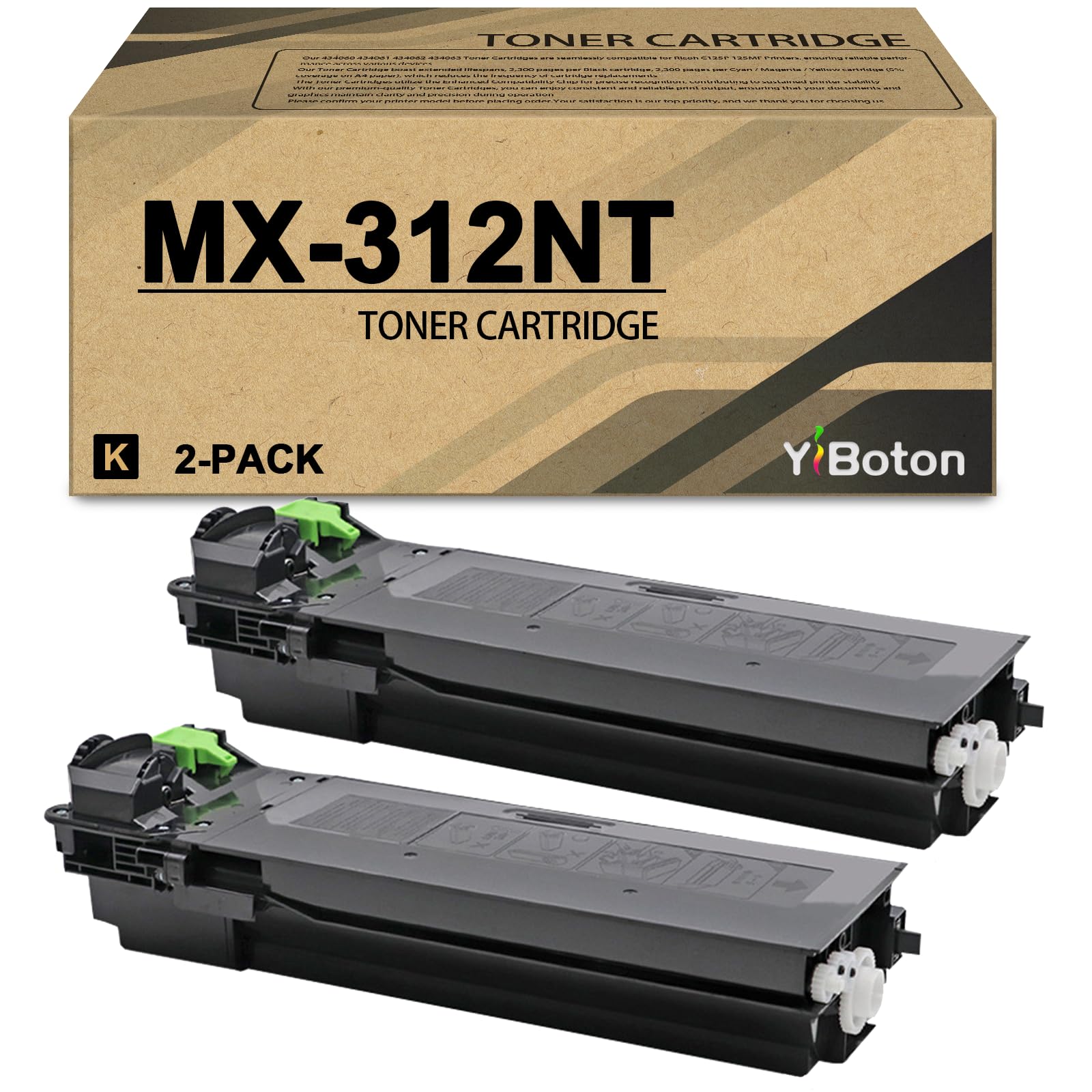 High Yield MX-312NT MX312NT Black Toner Cartridge with Chip (2-Pack) | Compatible for Sharp MX-312NT MX-M260 MX-M264N MX-M310 MX-M314N MX-M354N MX312NT Printer