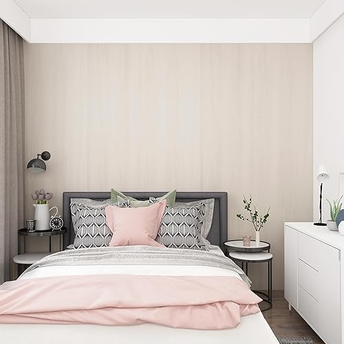 Miniatura 9 de Papel de contacto de madera beige de 15.7 x 196 pulgadas, papel tapiz de grano de madera para despegar y pegar, extraíble, autoadhesivo, aspecto de