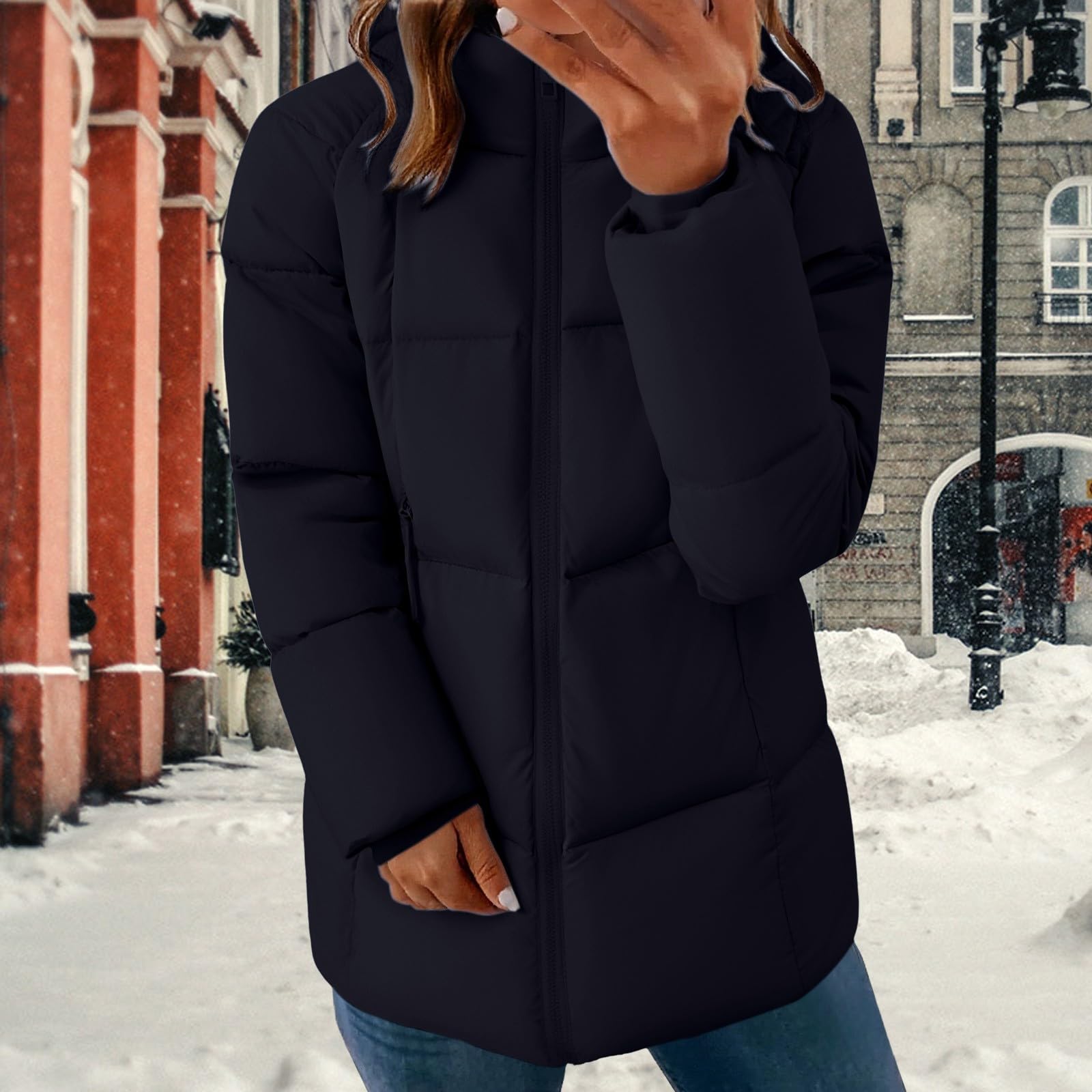 Genérico Abrigos Mujer Invierno Chaqueta Con Cremallera De Piel Sintética Cálido Acolchada Cortavientos Con Bolsillos Chaquetas Impermeable Termica Ropa Para El Frio Extremo