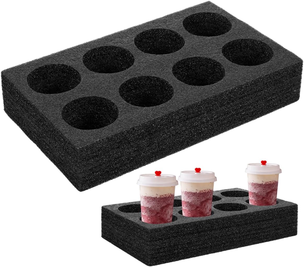 8pcs Cup Holder Tray for Takeout Beverages Black Drink Carrier with Lightweight Portable Design for Efficient Beverage Transport for Coffee Shops and Events