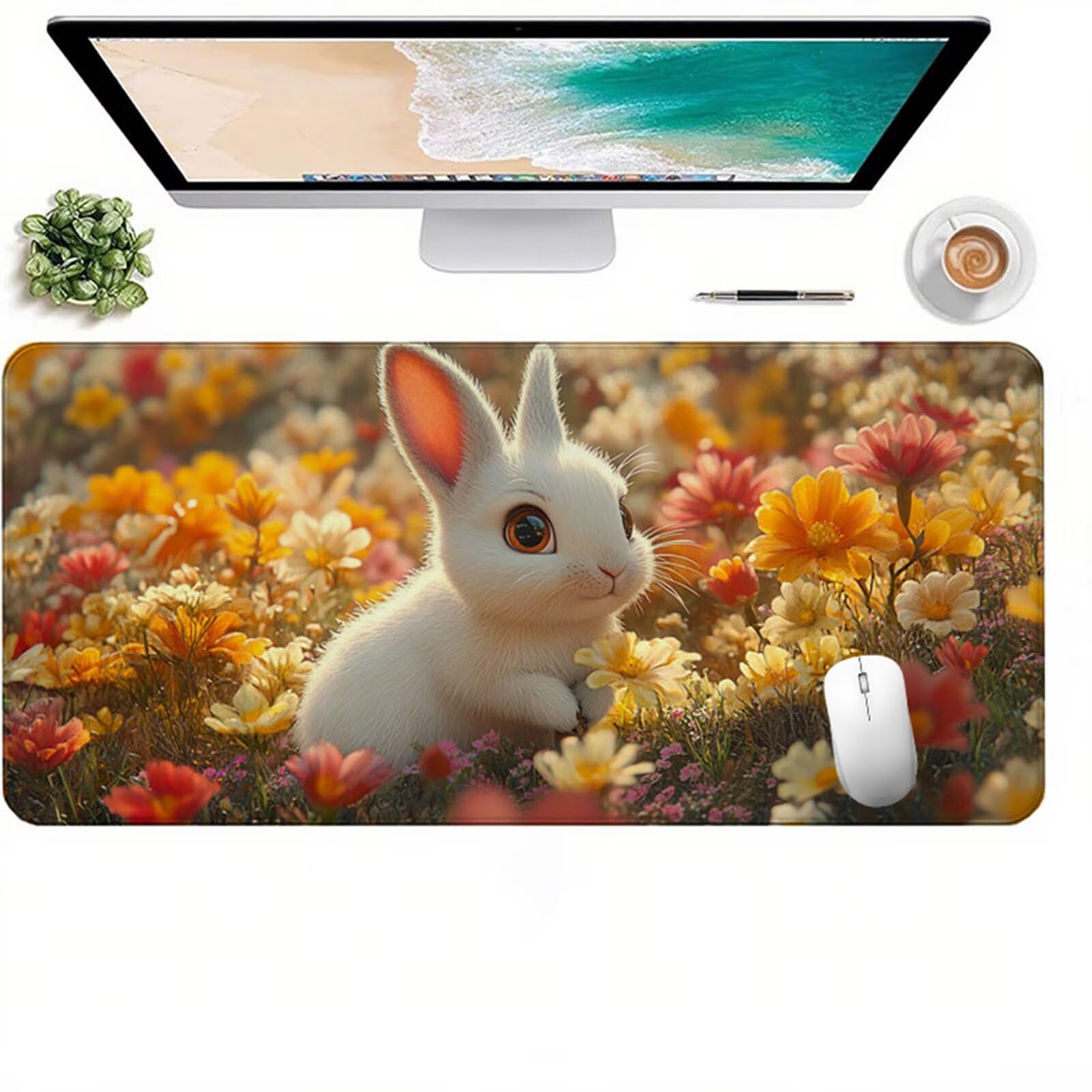 Kolorowa podkładka pod mysz dla graczy XXL 1000 x 500 x 3 mm, królik pod biurko pod rękę z antypoślizgową i wodoodporną gumową podstawą pod mysz Pad, gładka powierzchnia poprawia dokładność i szybkość