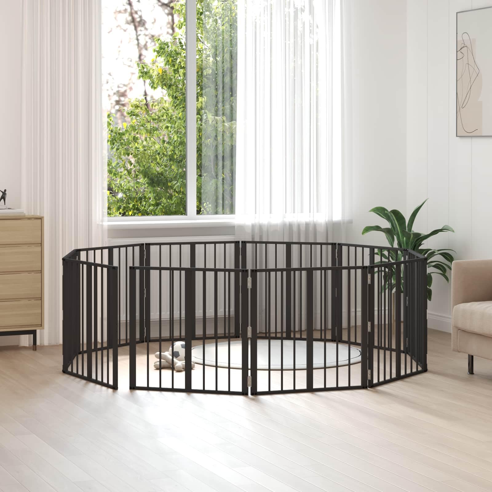 Portería para perros de acero galvanizado, 10 unidades, color negro, 60 x 60 cm, plegable y ahorra espacio, para cachorro y perro, protección y seguridad al jugar y entrenar