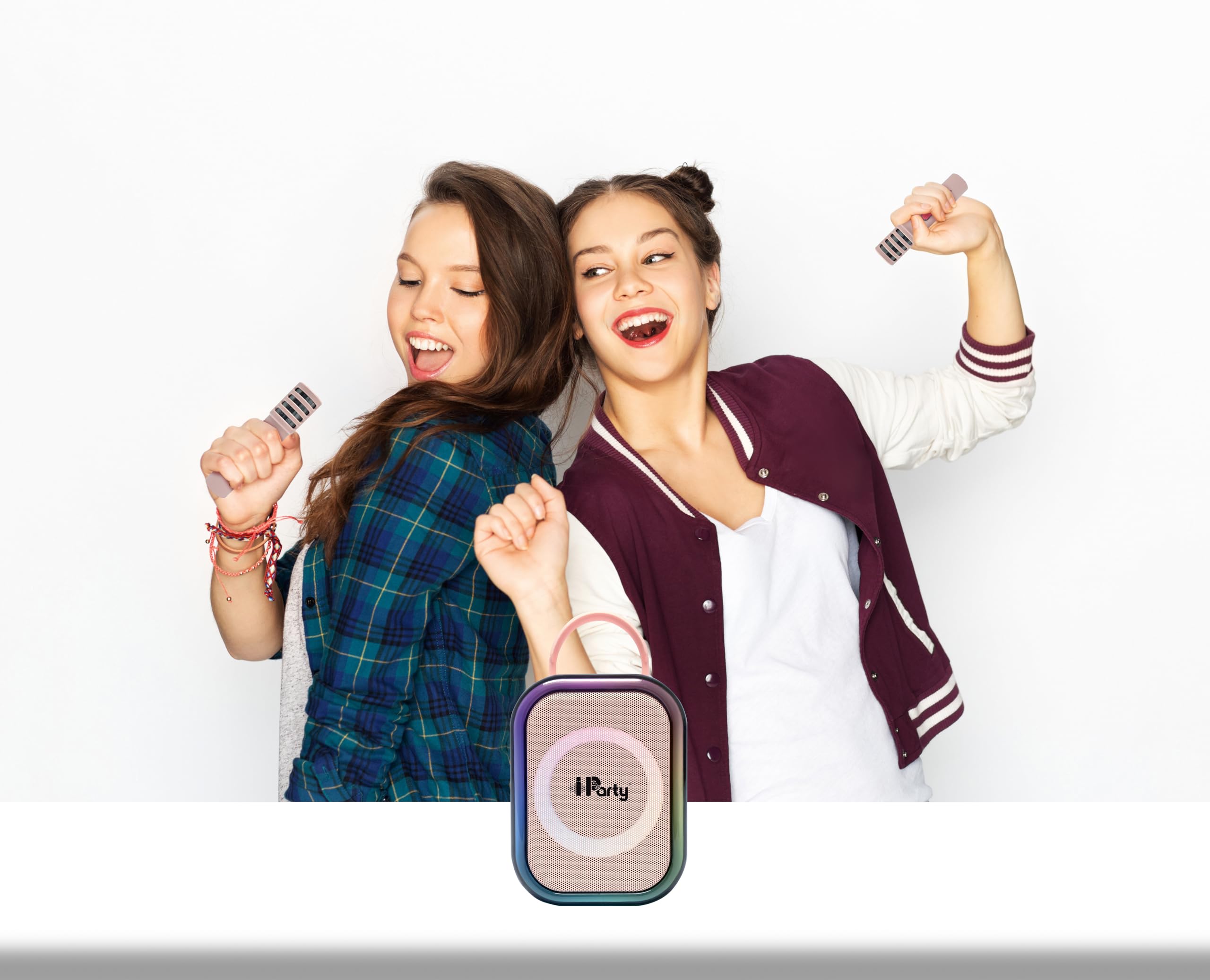 Lexibook, Altavoz Karaoke Inalámbrico, BTC030PK | 2 micrófonos inalámbricos, batería recargable, diseño portátil, rosa