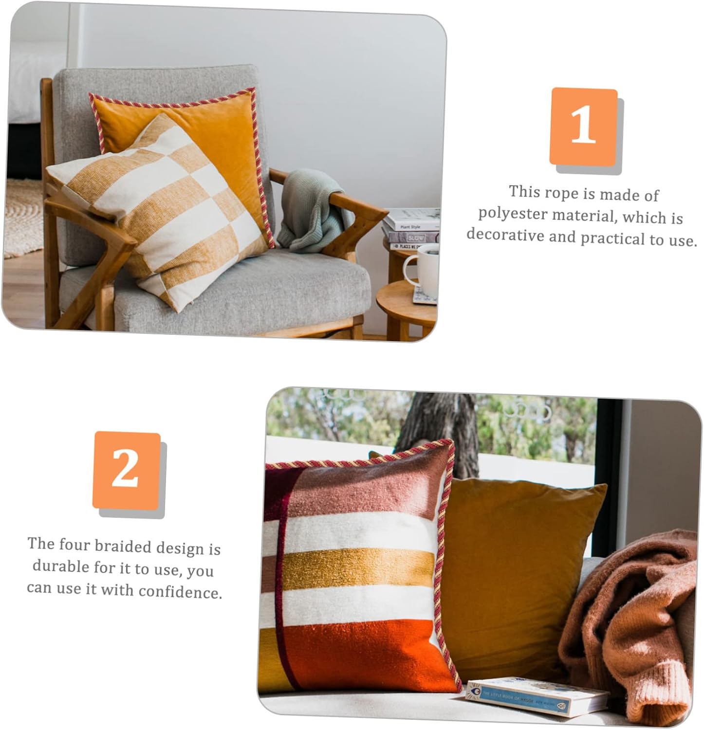 Gadpiparty Sofa Pillow Trim Rope DIY Cushion Decor Accessory Premium Quality Twisted Cord for Handmade Textiles Versatile Craft Supply for Home Decoration