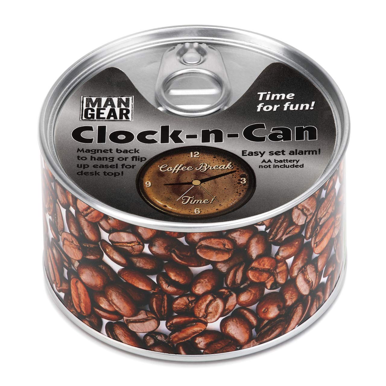 DEMDACO Coffee Break Clock-n-Can Silver Tone 4 x 4 Metal and Magnet Desk Clock