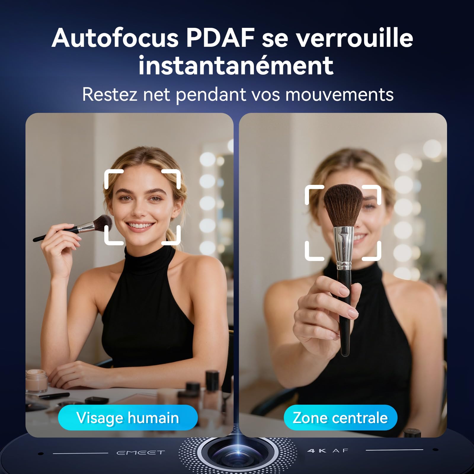 eMeet C60E 4K Webcam, Mise au Point Automatique PDAF, Double Microphone, Caméra de Streaming USB Plug & Play pour PC Mac