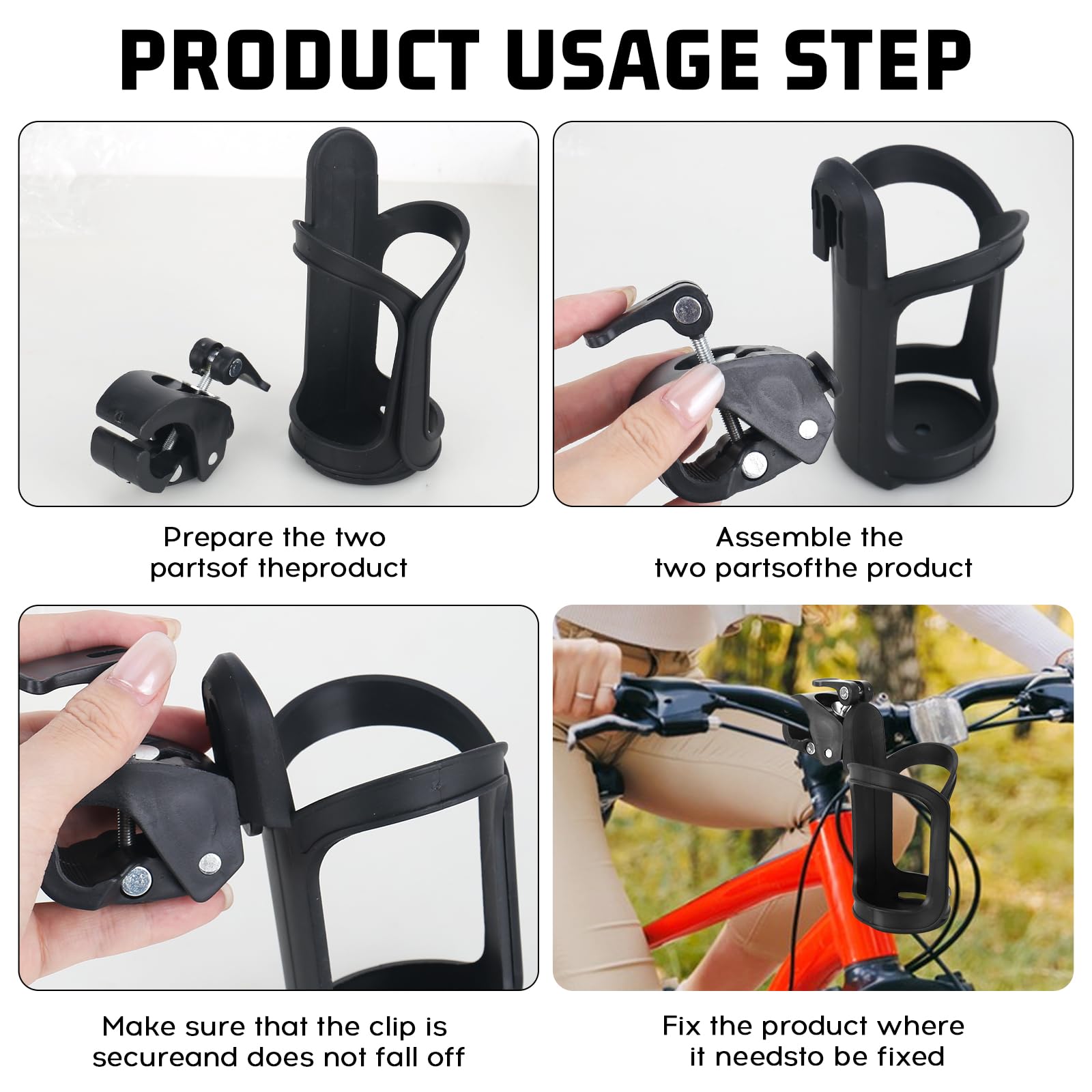 Portaborraccia Universale Per Bici - Regolabile, Rotazione 360°, Per Mountain Bike, Carrozzine, Ecc. - Foto 14