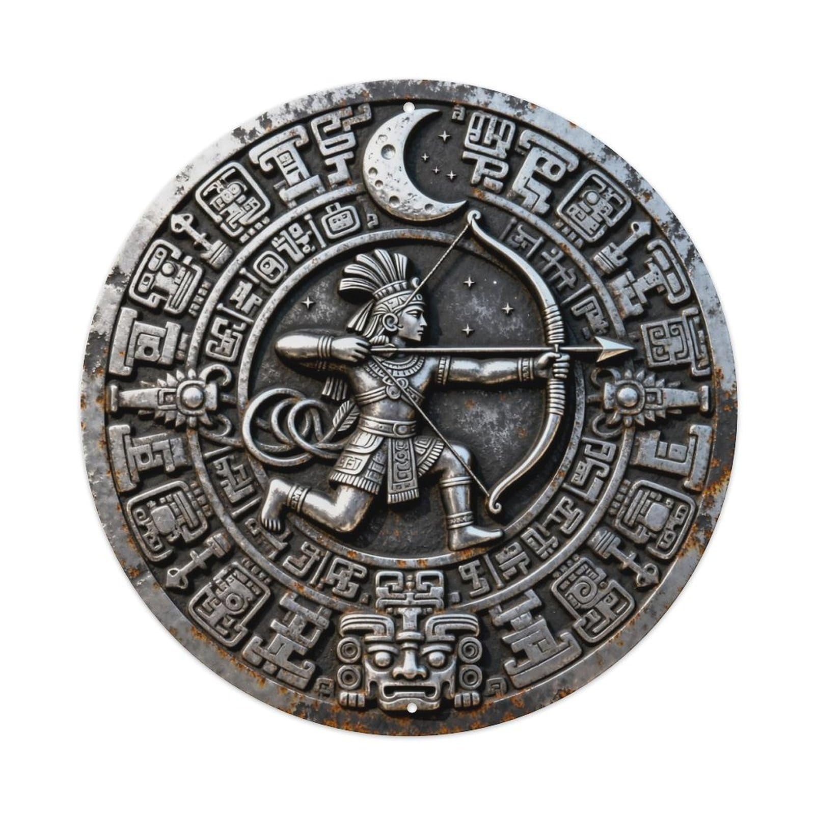 Maya Xbalanque Moon Hunter Mayan Rune Metal Tin Sign Plaque