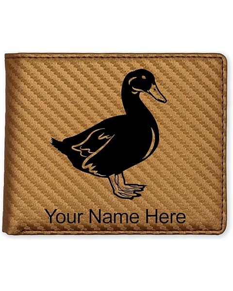 LaserGram Faux Leather Bi-Fold Wallet, Duck, Personalized Engraving Included (Carbon Fiber Bronze)