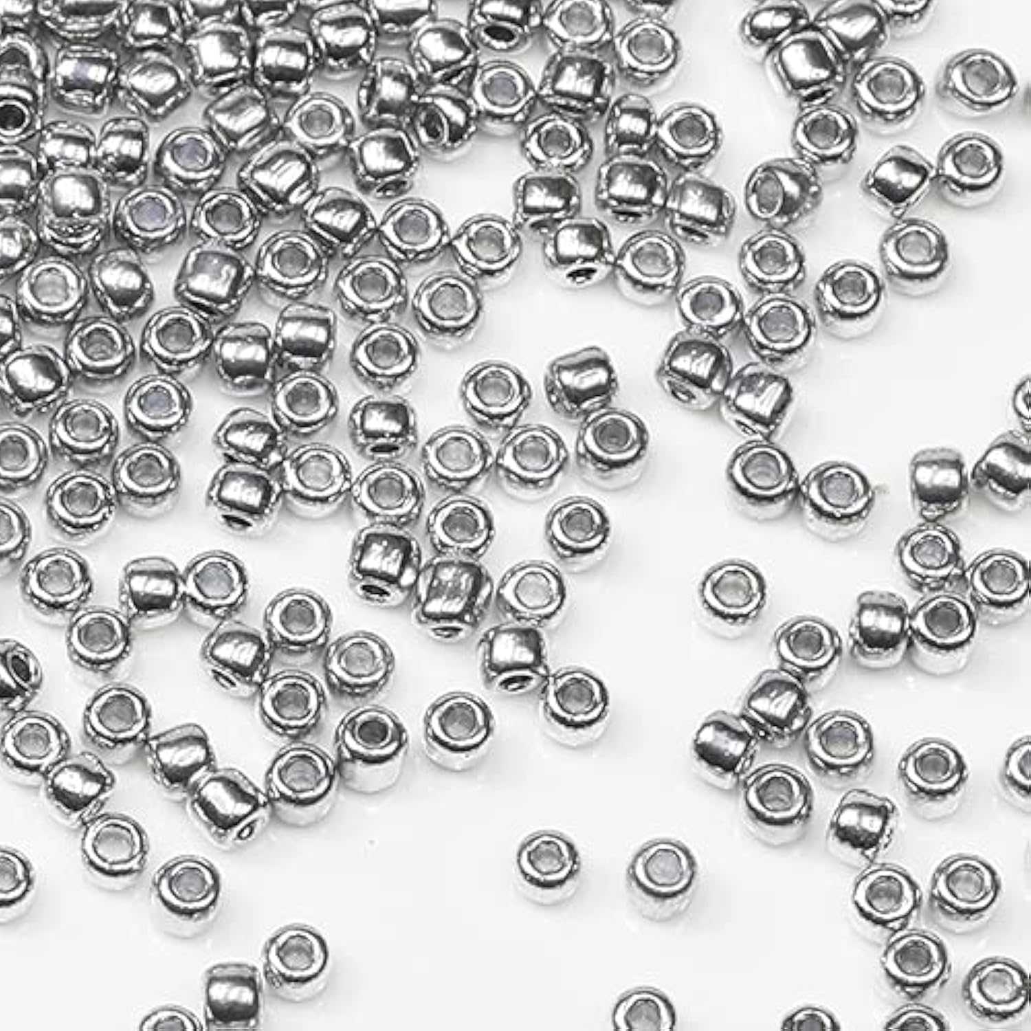 Silver Beads Size 8/0 Crafts Glass Seed Beads 3mm for Jewelry Making (Total About 100g About 3600pcs)