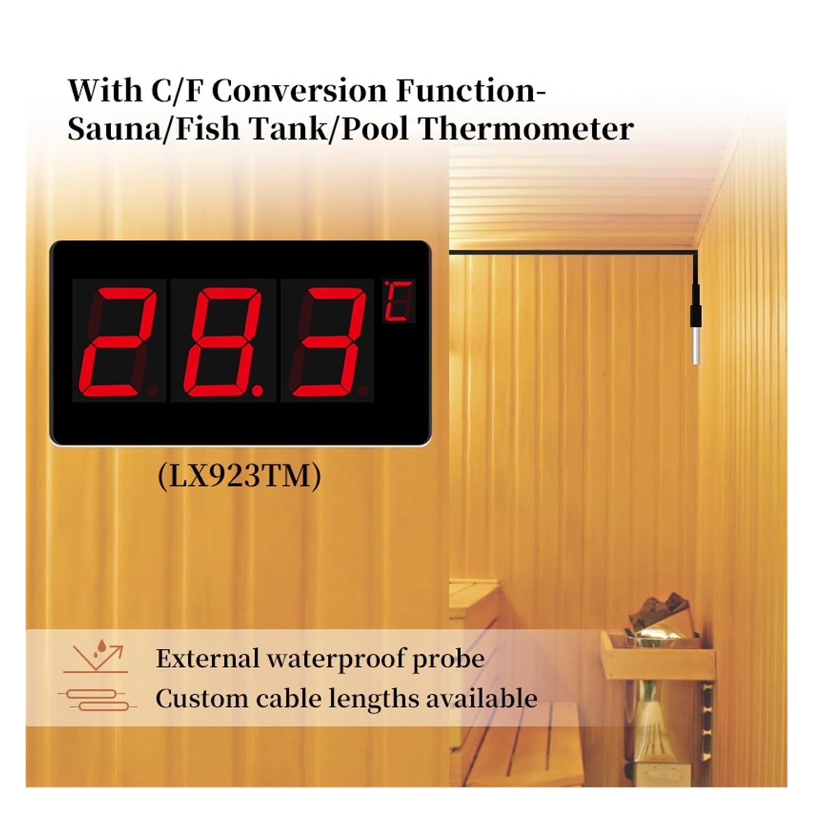 Termómetro Digital Con Sensor De Temperatura For Sauna, Piscina, Agua, Termostato Y Monitor Alarma Sensor De Alta PrecisióN
