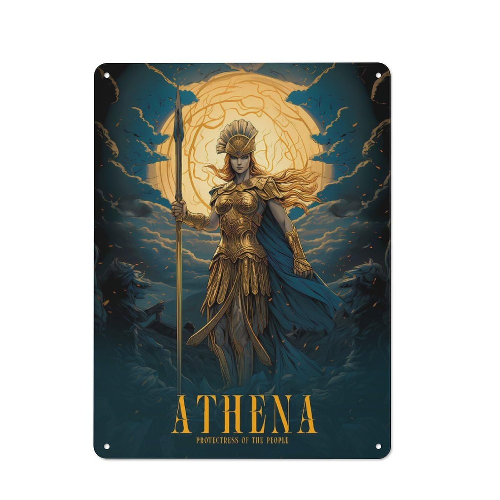 Junmoney Athena Vintage Metal Wall Sign 40X30cm For Hobby Room Or Studio, For Hobby Room Decor Fans