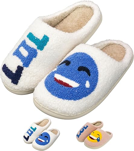 Pantuflas de cara sonriente para mujer, suaves, suaves, ligeras, acogedoras, para interiores y exteriores, pantuflas de casa sin cordones, pantuflas