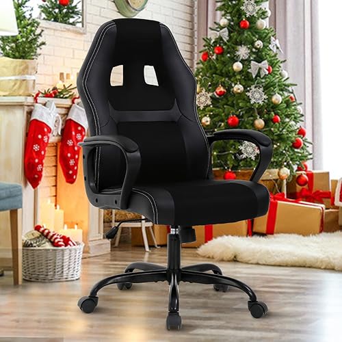Silla de oficina ergonómica silla de escritorio barata, silla de malla para juegos con soporte lumbar, silla de computadora de piel sintética