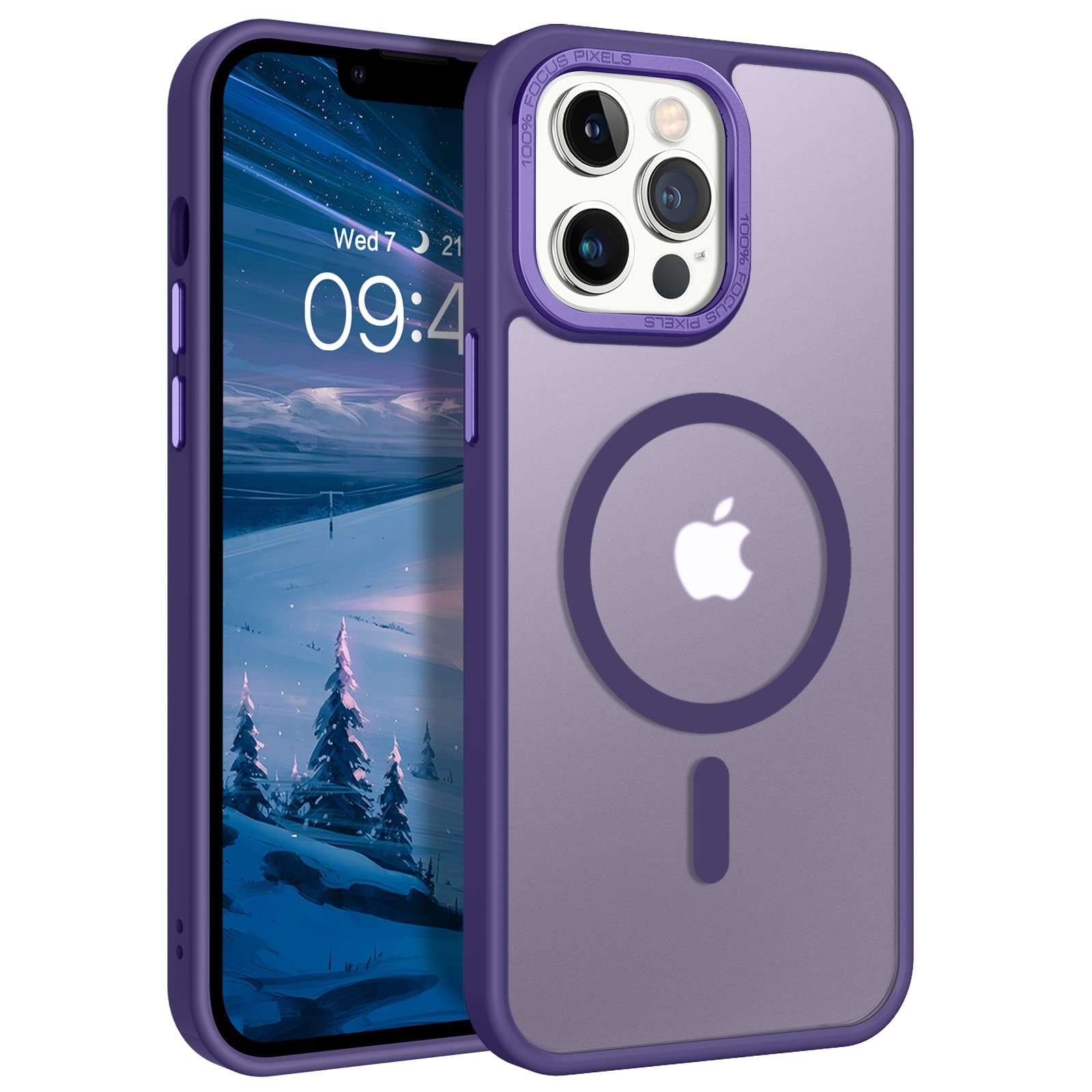 Eligo Magnetic Case for iPhone 14 Pro Max, Compatible with MagSafe Shockproof Protection Cover, Translucent Matte Phone Case with Strong Magnet, Slim Case for Apple 14 Pro Max 6.7 Inch (2022)(Purple)