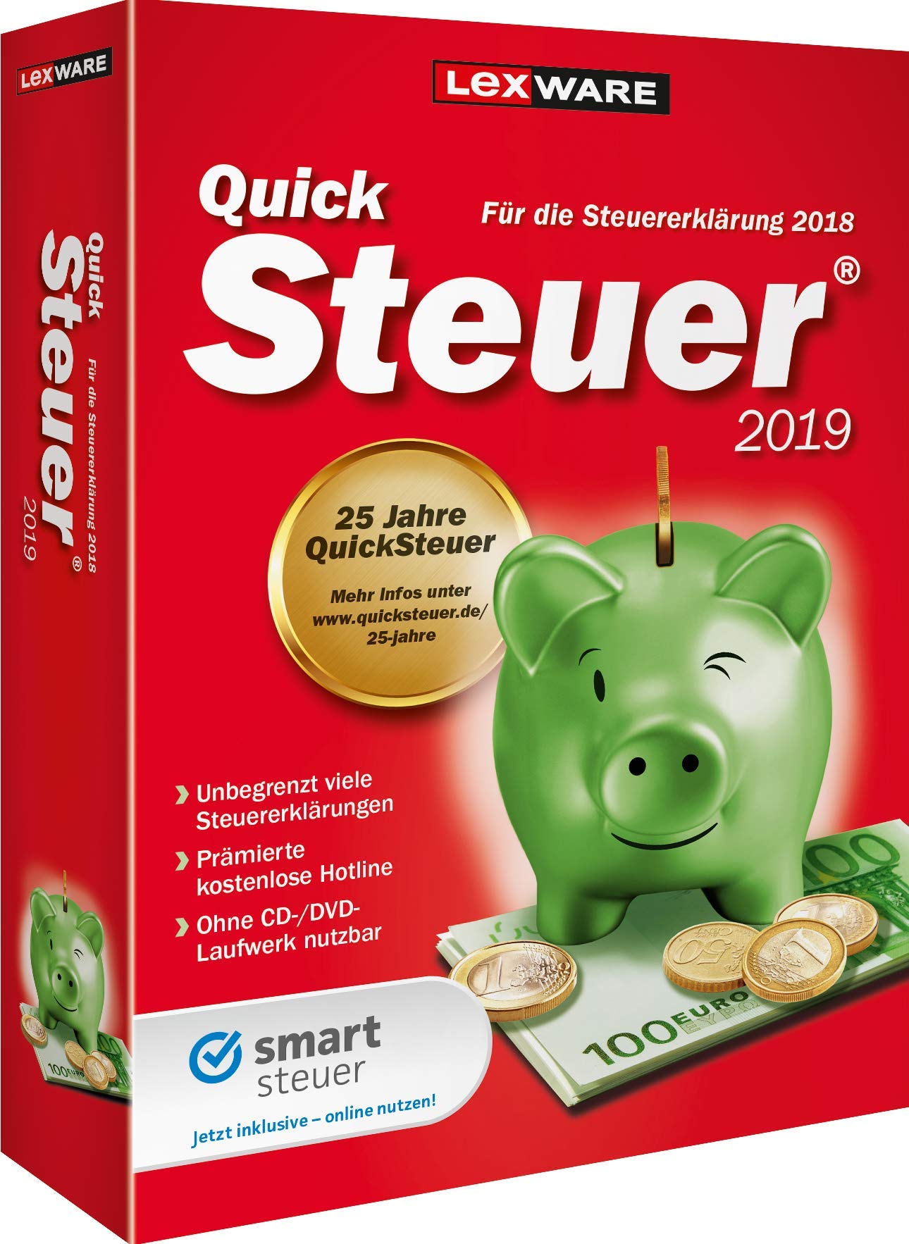 Lexware QuickSteuer 2019 für das Steuerjahr 2018|Minibox|Einfache und schnelle Steuererklärungs-Software für Arbeitnehmer, Familien, Vermieter, Studenten und Rentner