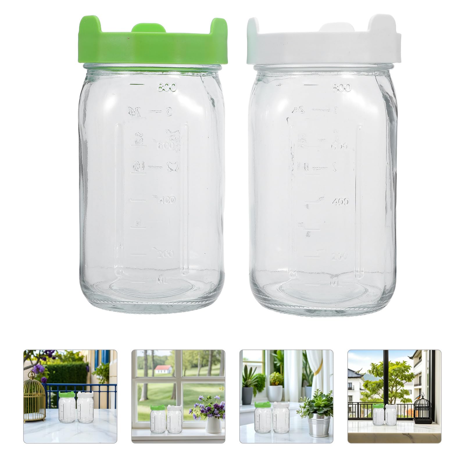 LALAFINA 2 Pièces Kit de Germination en Verre avec Bocaux Mason pour Graines, Couvercles Drainants, Manchons Occultants, pour Cultiver des Microgreens la Maison