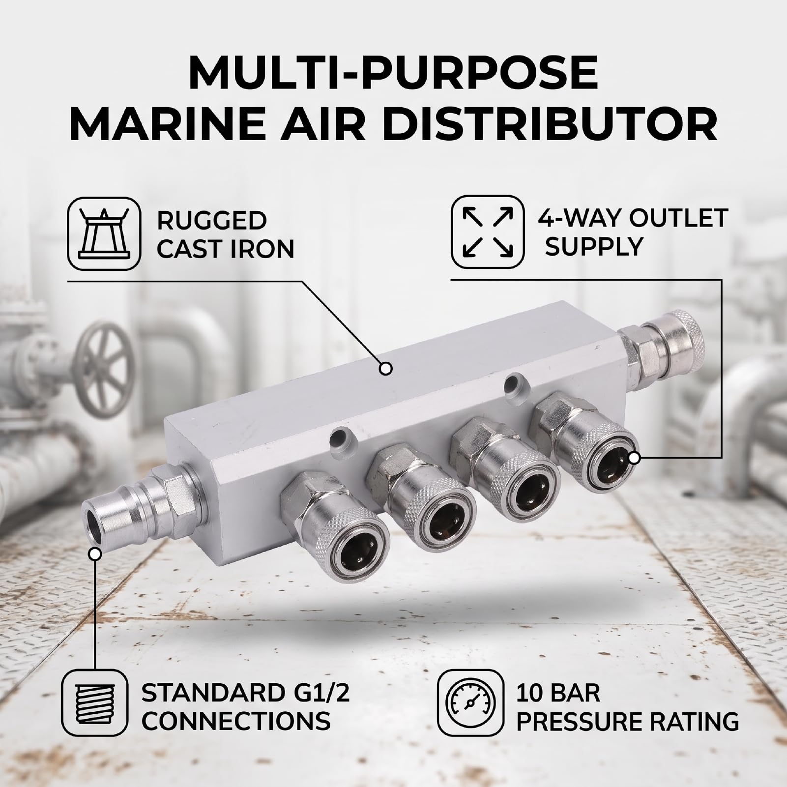 Luocute Distribuidor de Aire de 4 Vías 200S-20A Divisor de Colector