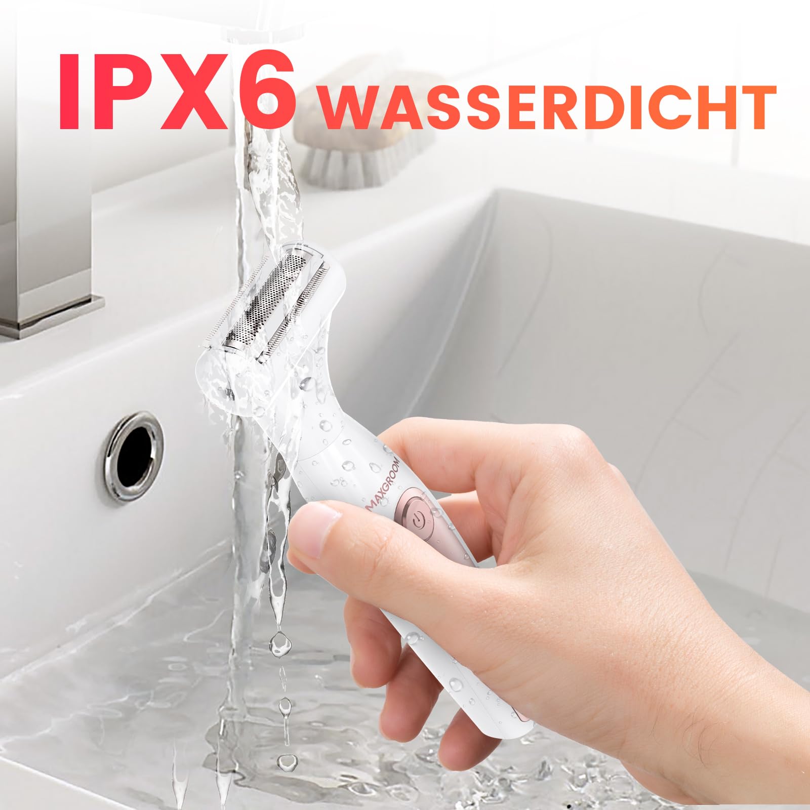 MAXGROOM Intimrasierer für Frauen,4-in-1 Elektrischer Körperrasierer Damen,Nass-Trocken Bikini Trimmer,Körperhaartrimmer für Augenbrauen,Gesicht, Intimbereich,Akku Elektrorasierer mit LED (Mehrfarbig)