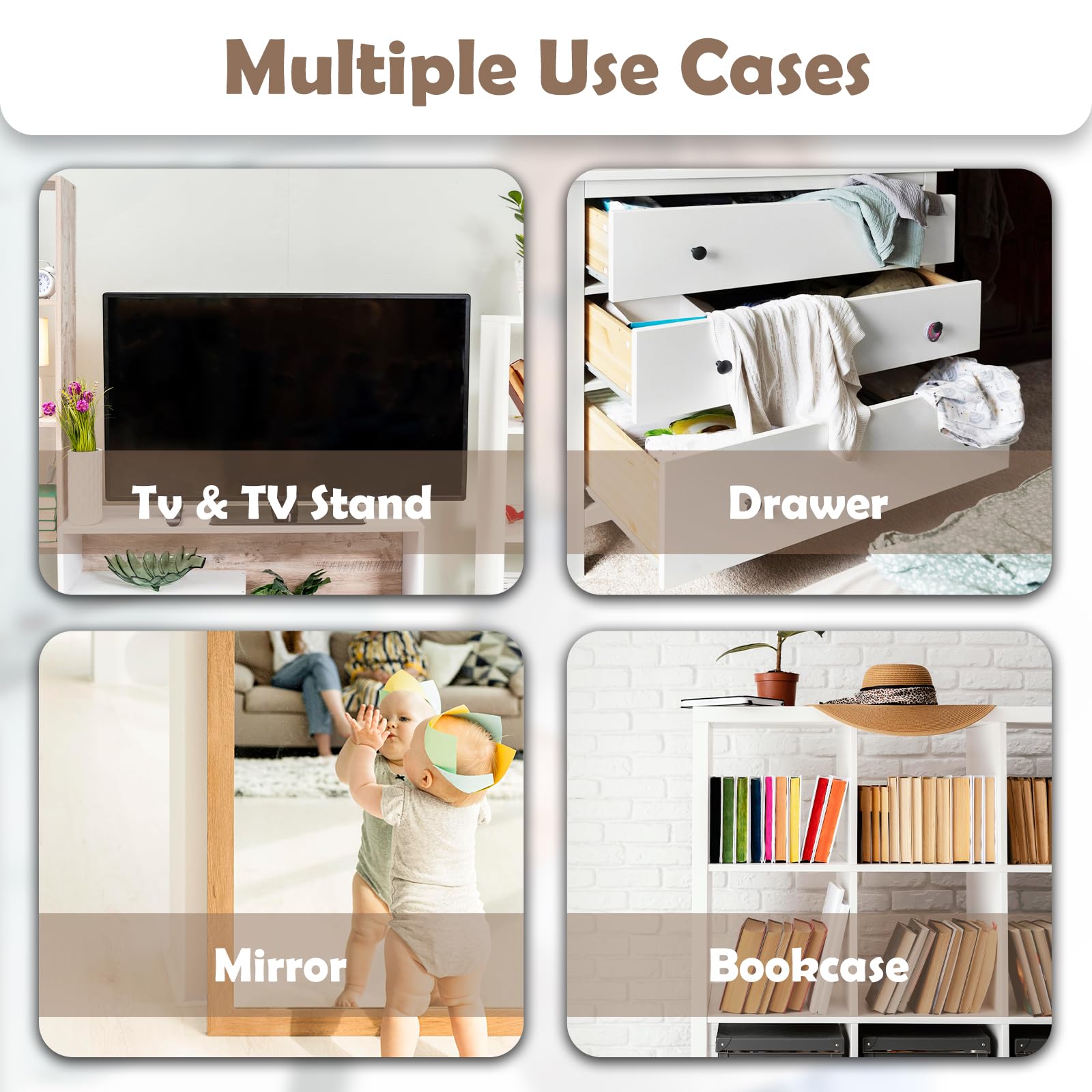 Joythink Sangle de sécurité anti-basculement pour TV et meubles, ancrage mural réglable, noir