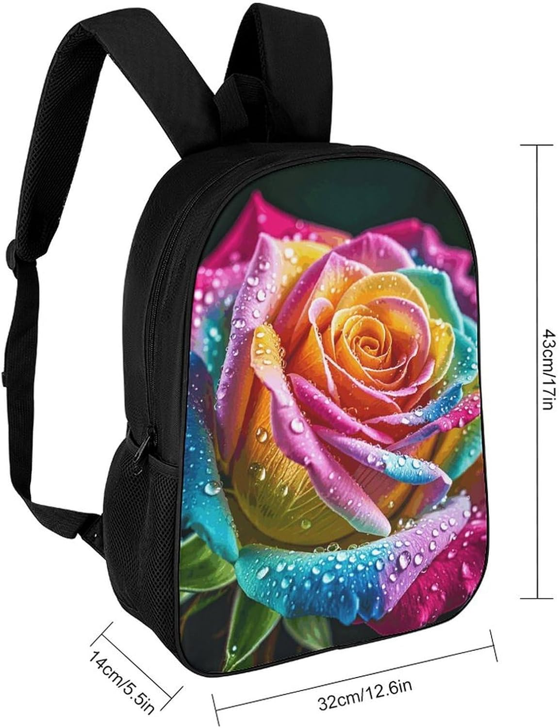 Colorful Rose with Water Travel Lightweight Backpacks for Men Women image 2
