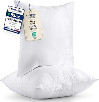 Utopia Bedding Cushion Inserts 30cm x 30cm (12x12 inch) Pack of 2 Hollowfibre Inner Pads for Sofa or Bed – White Cushions Fillers