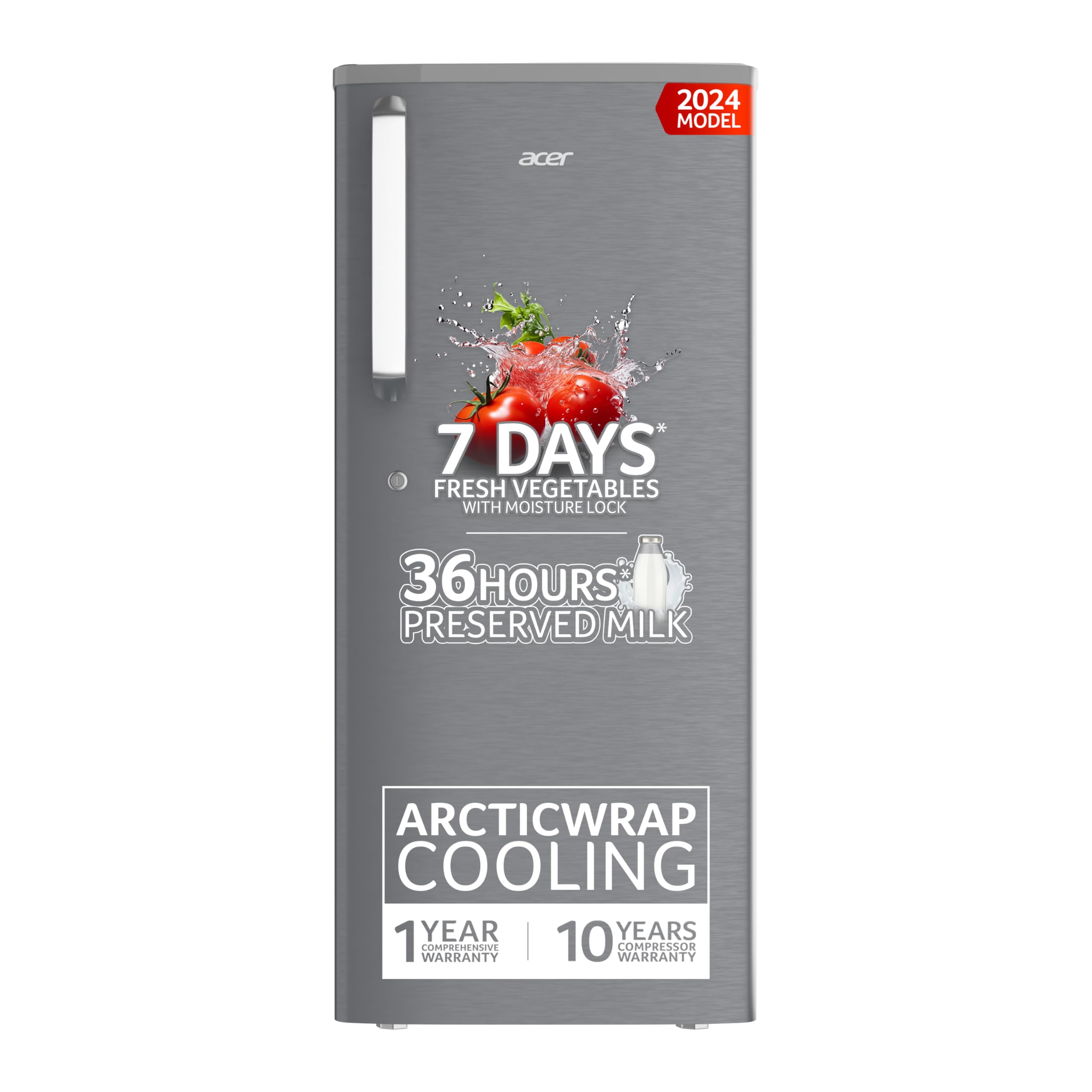 acer 215L 3 Star Direct-Cool Single Door Refrigerator (AiSense, AR215AD3FSHD, Silver Hairline)