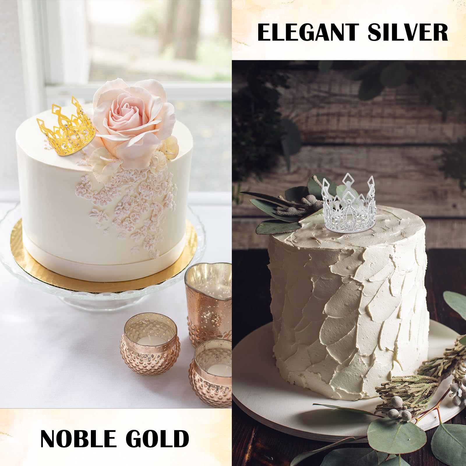 Snapklik.com : Ayfjovs 2 PCS Mini Crown Cake Topper Crystal Rhinestone ...