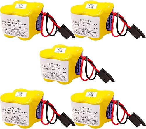 Paquete de 5 baterías BR-2/3AGCT4A BR2/3AG BR2/3AG BR2/3AGCT4A para FANUC A98L-0031-0025 (conector negro)