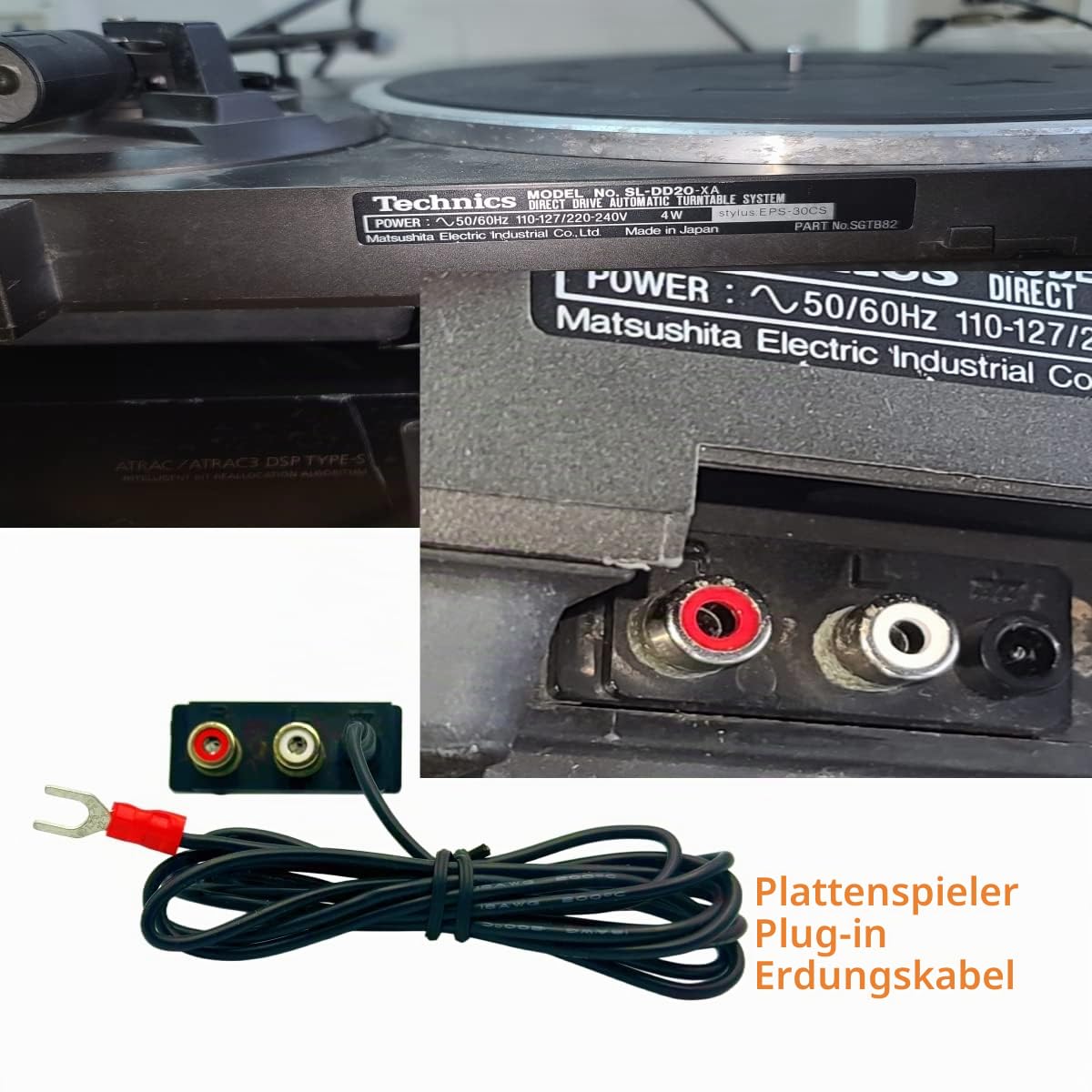 Sam&Johnny Phonograph-Plattenspieler-Erdungskabel für Technics magnetische Plattenspieler SL-BD10, BD20, BD22, BD35, SL-QD33, SL-QD22, Silikon, weiches Erdungskabel, 1,5 m