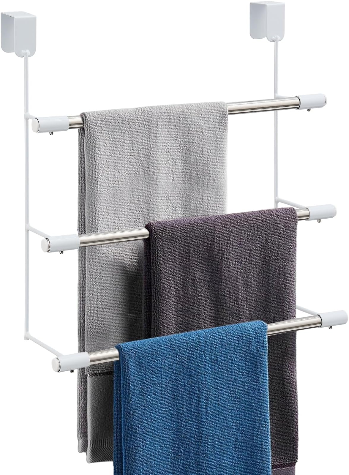 Amazon.com: mDesign Adjustable Metal Over Door Towel Rack Holder for ...